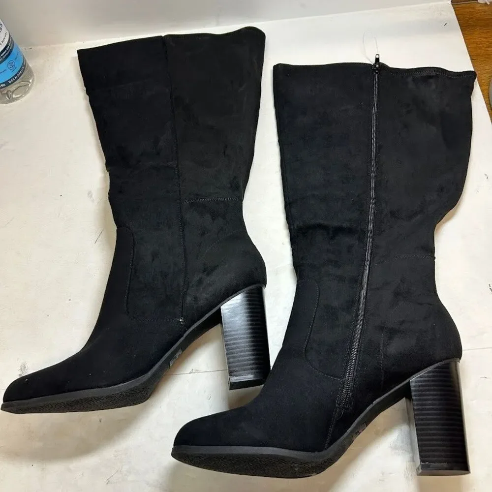 Style & Co Womens 13 W XWC Black Addyy Block Heel Knee High Boots NIB QK8